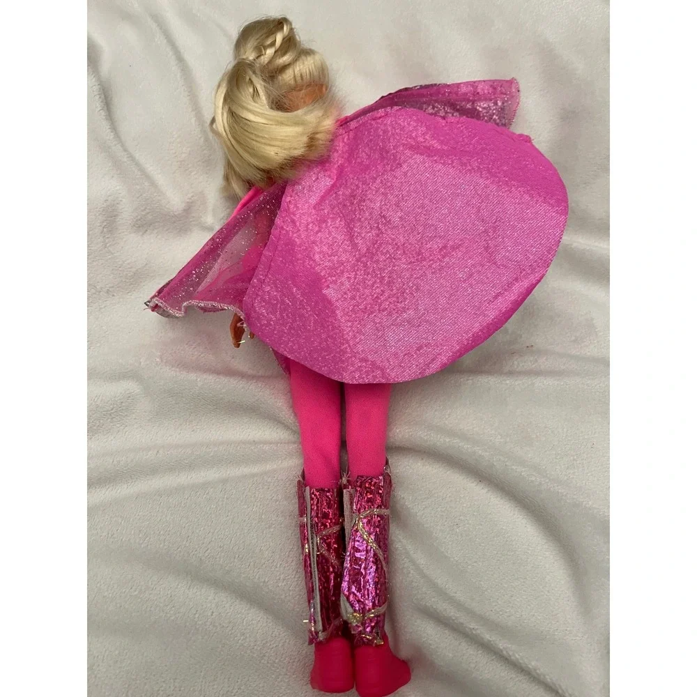 Vintage 1994 Mattel Flying Hero Barbie Pink Doll Hot Pink Glitter Jumpsuit
